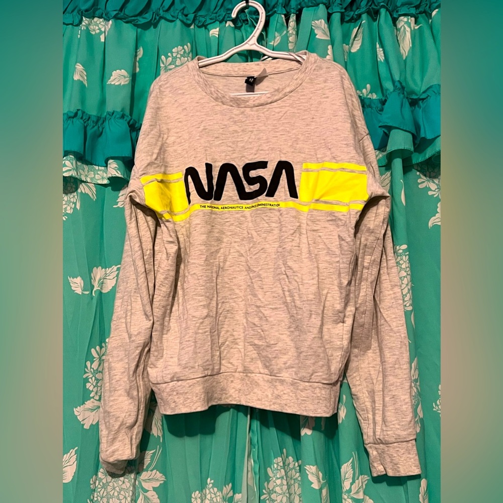 Gray sweater NASA neon